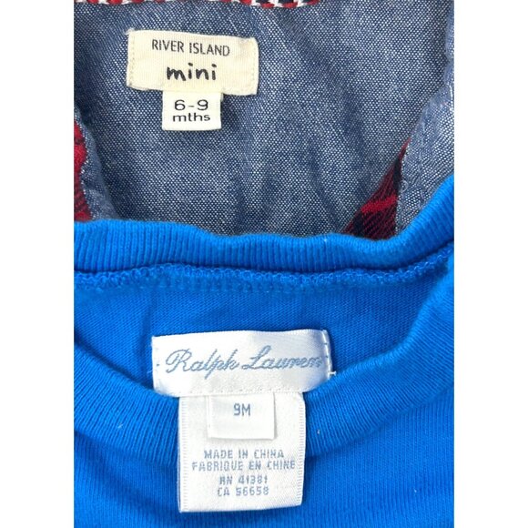 Baby Clothes  Ralph Lauren Blue Shirt, Plaid Flannel Shirt, Camo Set, Size 6-9 M - Picture 10 of 12
